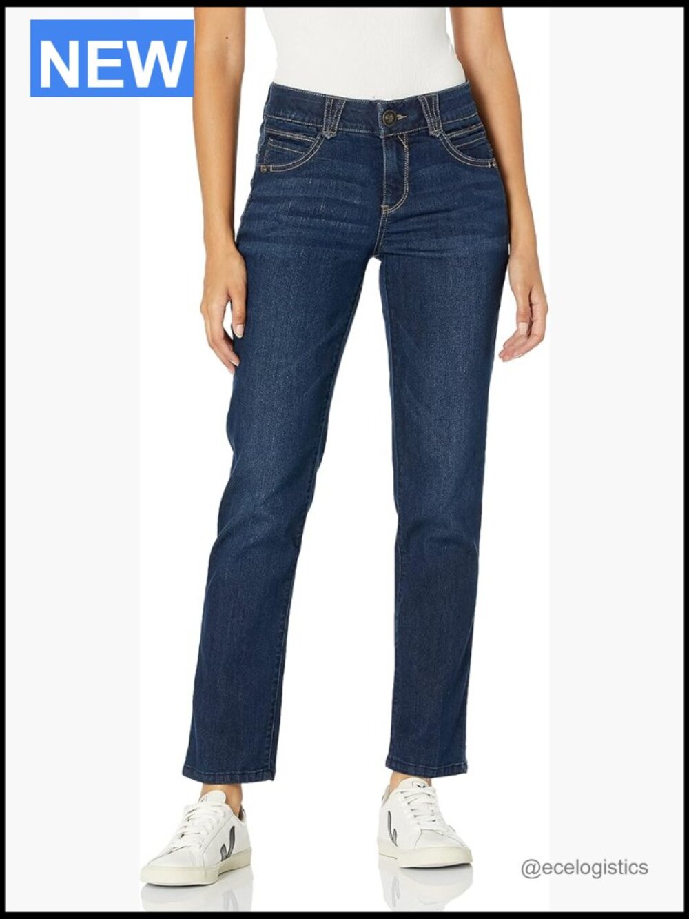 Petite Straight Leg Jeans - High Stretch Denim, No Gap Waist